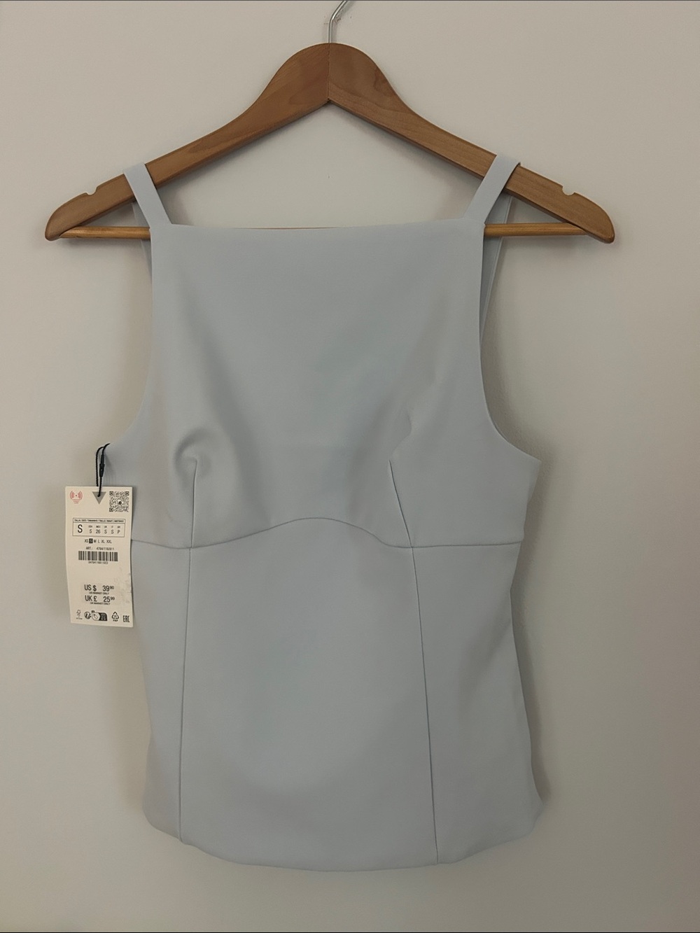 Zara Bow Back Light Blue Top small NWT